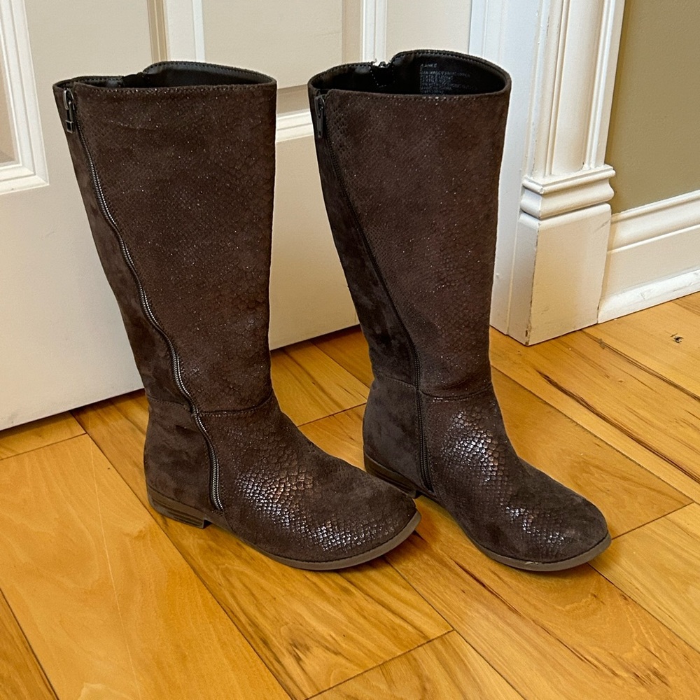 Girls Steve Madden knee high boots brown